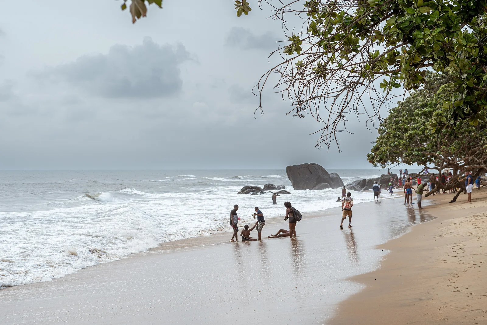 The Atlantic shoreline at Kribi in southern Cameroon